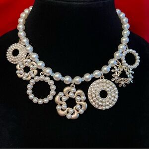 Plunder Faux Pearl and Gold Tone Statement Necklace